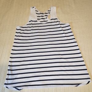 Faded Glory Black and White Striped Tank Top With Lace Straps XL